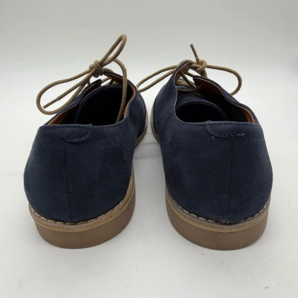 H&M Mens Navy Blue Faux Suede Derby Shoes Lace Up Casual Dress Shoes Size 43 10